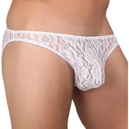 Male Power Stretch Lace Wonder Bikini - White