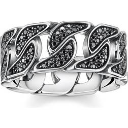 Thomas Sabo Sterling Silver Zirconia Black Links Ring TR1932-643-11