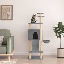 vidaXL grey Cat Tree with Scratching Posts Cat Scratch Tower
