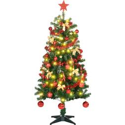 Homcom 5' Artificial Prelit Holiday Warm Tinsel, Star Christmas Tree