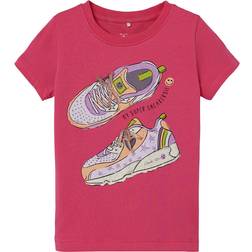 Name It Kid's Printed T-shirt - Pink Flamb