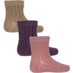 Minymo Rib Socks 3-pack - Orchid Haze