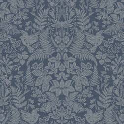 Holden Woodland Stitch Navy Wallpaper wilko