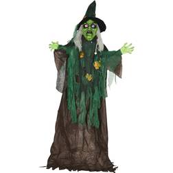 Homcom 6ft Halloween Witch, Life Size Outdoor Halloween Prop Decoration Multi-Coloured