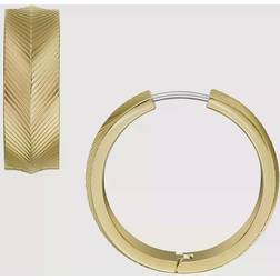 Fossil Women Harlow Linear Texture Gold-Tone Stainless Steel Hoop Earrings