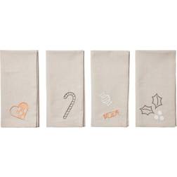 Broste Copenhagen Set Fryd Stoffserviette Beige, Grau, Gold (45x45cm)
