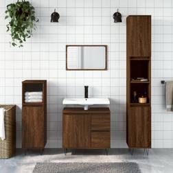 vidaXL brown oak Bathroom Set Cabinet Engineered