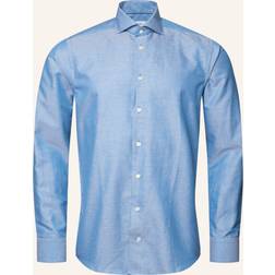 Eton Contemporary Fit Mid Blue Linen Shirt Mand Langærmede Skjorter hos Magasin Blå