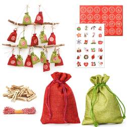 DuneDesign DIY Adventskalender zum Befüllen 24 Geschenk Säckchen Komplettes Bastelset