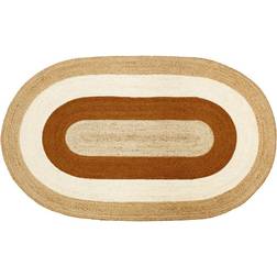 Dixie Elin Striped Oval Jutetæppe 92 x 150 cm Beige, Hvid