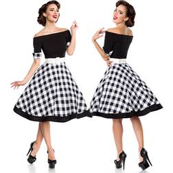 Schulterfreies Retro Kleid mit Tellerrock