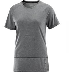 Salomon Women's Cross Run SS Tee, L, Deep Black/Heather