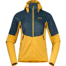 Bergans Women's Senja Midlayer Hood Jacket, XS, Light Golden Yellow/Orion Blue