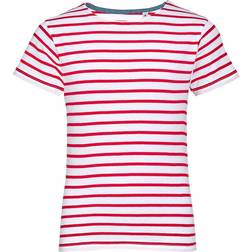 Sol's Kid's Miles Round Neck Striped T-shirt - White/Red (01400-987)