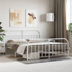 vidaXL Metal Bed Frame with Headboard and Footboard 180 x 200 cm White