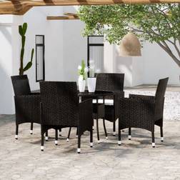 vidaXL 5-Delars Trädgårdsmöbelset Svart Poly Rattan 160x80x73 cm Matgrupp, 1 Bord inkl. 4 Stolar