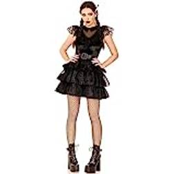 Leg Avenue PC Raving Rebel, includes velvet and lace dress with organza tiered skirt, belt, and knife hair clip