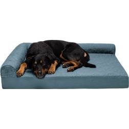 FurHaven Paw-Quilted Deluxe Chaise Orthopedic Cat & Dog Bed with Bluestone, Jumbo