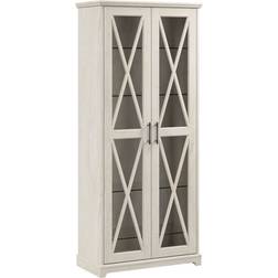 Bush Furniture Farmhouse Curio Storage Cabinet