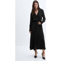 Mango Buckle Flowy Dress - Black
