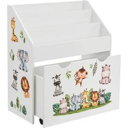 Juskys Children's Bookcase with 3 Compartments & Pull Out Toy Box