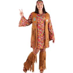 Fun World Peace & Love Plus Women's Costume Hippie Plus Costume Red/Beige 4X