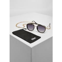 Urban Classics Ibiza Sunglasses with Chain - Black/Gold