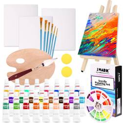 Painting kit for adults 39 piece set includes 24 acrylic paints, 3 canvas, 6 b