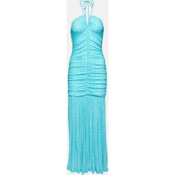 Ganni Stretch Lace Halter Neck Dress - Blue Curacao
