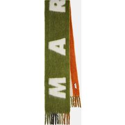 Marni Green Striped Logo Scarf