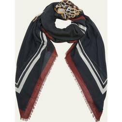 Saint Laurent Leopard Monogram Modal & Cashmere Scarf