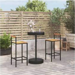 vidaXL 3 Poly Rattan&Solid Outdoor Bar Set