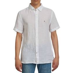 Tommy Hilfiger Short Sleeve Regular Fit Linen Shirt - Optic White