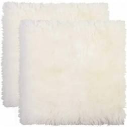 Homeroots durable 17" sheepskin chair seat 2 Cushion Cover White