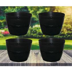 Whitefurze 4X Large Black Barrel Planter Plant Garden Flower Tub