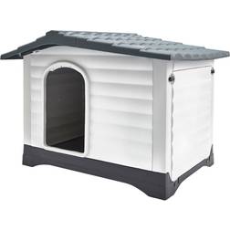 Hugglepets Pets plastic dog kennel-xl pet house outdoor weatherproof animal shelter 424 gry