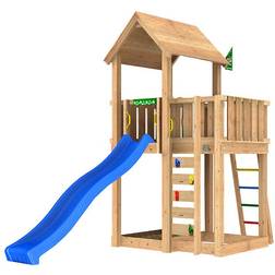 Jungle Gym Mansion 2.1 legetårn med 120 kg sand og blå rutsjebane