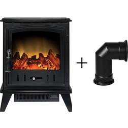 Adam Aviemore Electric Stove in Black with Angled Stove Pipe