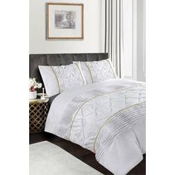 Homespace Direct Super King Eleanor Luxury Pintuck Duvet Cover White
