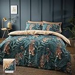 Catherine Lansfield Tropic Tiger Leaf Reversible Duvet Cover Green