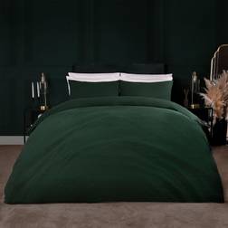 Brentfords Washed Linen Look Set Duvet Cover Green