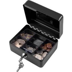 Jazooli Metal Cash Box Money Bank Security Safe Petty Key Lockable