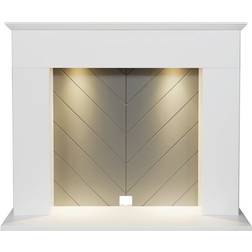 Adam Corinth Stove Fireplace In Pure White & Grey With Downlights, 48 Inch