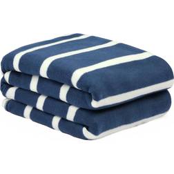 Dreamscene Soft Stripe Print Polar Fleece Blankets Blue