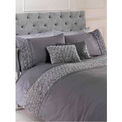 Rapport Limoges Raised Roses Floral Duvet Cover Grey