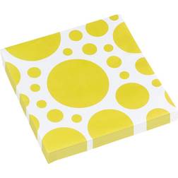 Amscan Paper Napkins Dotted Disposable Yellow/White 16-pack