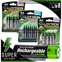 Lloytron aa rechargeable batteries 800mah 1300mah 2700mah pre charged ni-mh