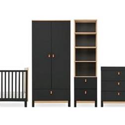 CuddleCo Rafi 4 Nursery Set Oak and Black