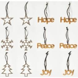 Homescapes Set of 12 Silver Decorations Christmas Tree Ornament