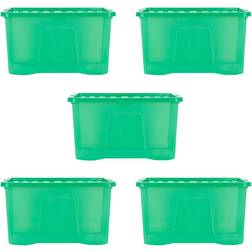 Wham 5 X Crystal 60L Stackable Lid Tint Leprechaun Storage Box